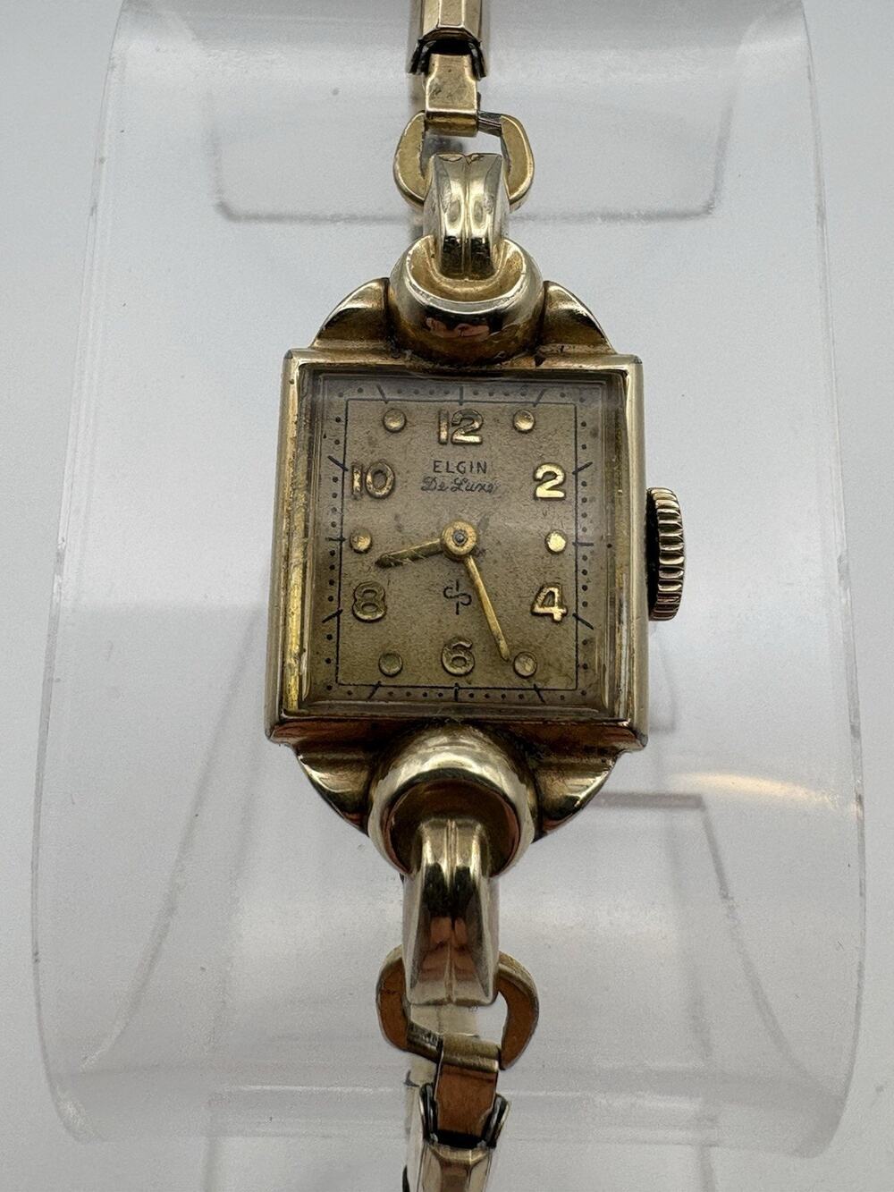Vintage Elgin De Luxe 10K Gold Filled Ladies Watch Art Deco Kreisler RUNNING
